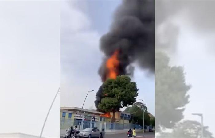 Manduria : Flammes sur le toit de l’école, pompiers au travail LA VIDÉO