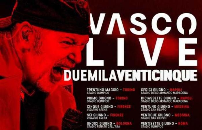 C’est officiel les 21 et 22 juin 2025 Vasco Rossi revient à Messine au stade Franco Scoglio