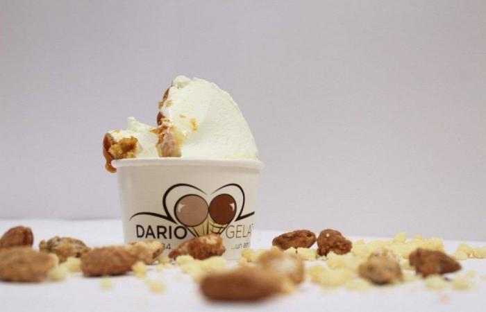 Près de Savone, le glacier Dario a créé le parfum cheesecake à l’abricot, un fromage local et un crumble aux amandes