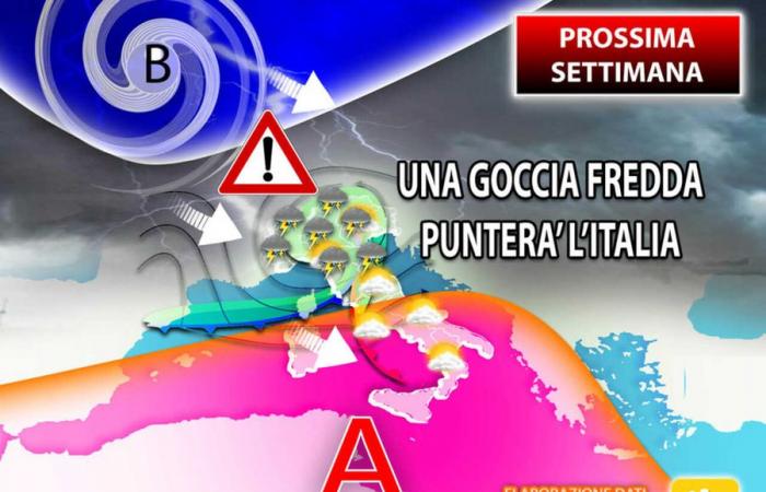 La semaine prochaine, Goccia Freddo se promènera en Italie, il y aura des jours mouvementés ; prévisions