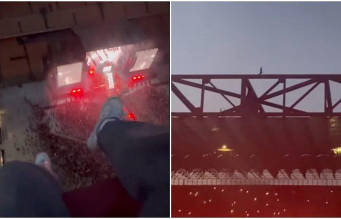 La vidéo du garçon qui gravit le stade de San Siro et atteint le toit lors du concert de Sfera Ebbasta