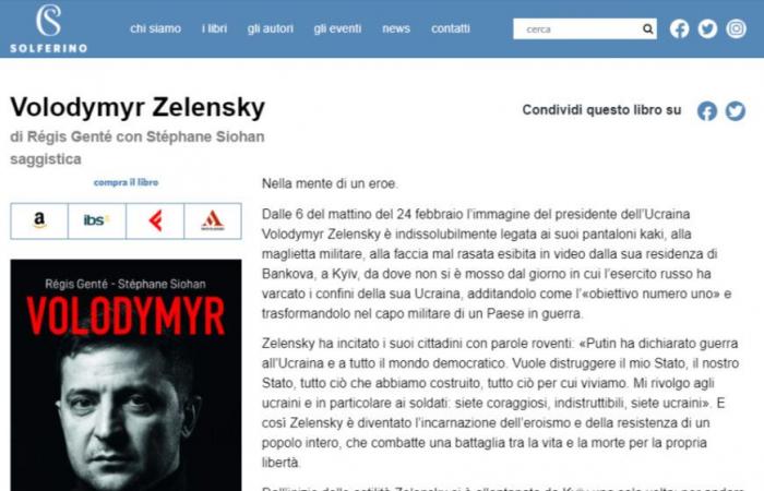 Cette couverture du livre sur Zelensky de Solferino et Corriere della Sera a été modifiée
