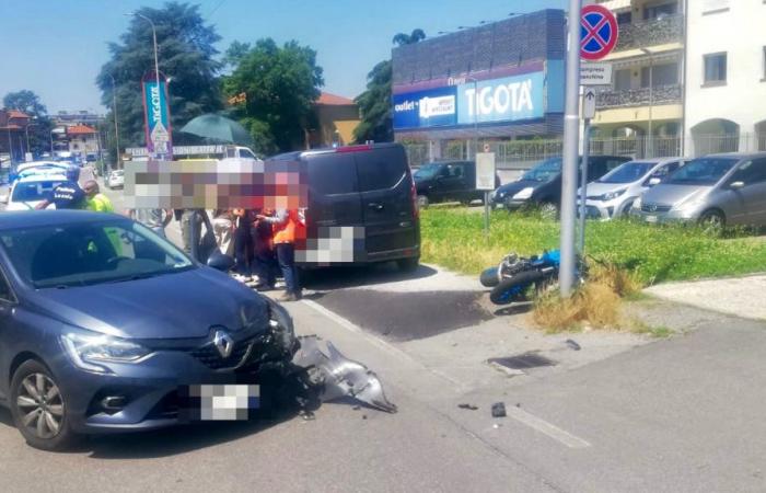 Meda: accident via Indipendenza, motocycliste à l’hôpital