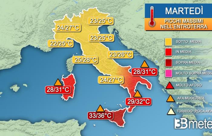 Prévisions météorologiques. Des pointes de 40°C le week-end, puis une forte baisse des températures dans toute l’Italie « 3B Meteo