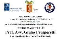 Le vice-président du Tribunal Constitutionnel Prosperetti dans la Province pour une lectio magistralis sur la Constitution italienne – Province de Lecce