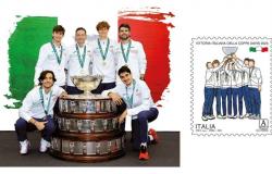 Un timbre pour célébrer la victoire italienne de la Coupe Davis