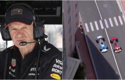 En attendant la Ferrari, Newey porte un casque et des gants et réalise un magnifique dépassement à Monte Carlo