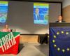 A Varese le manifeste politique de Marco Reguzzoni, candidat aux élections européennes avec Forza Italia